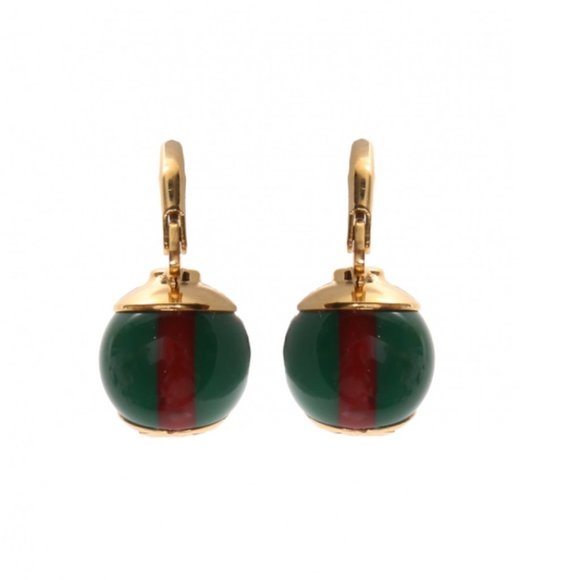 GUCCI Green Red Web Striped Earrings NEW IN GUCCI BOX - Picture 6 of 13